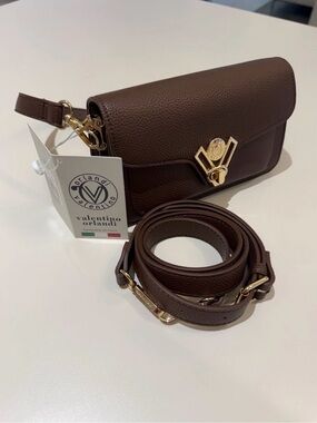 Valentino Orlandi Handbag with crossbody strap chocolate brown purse vegan. NWT